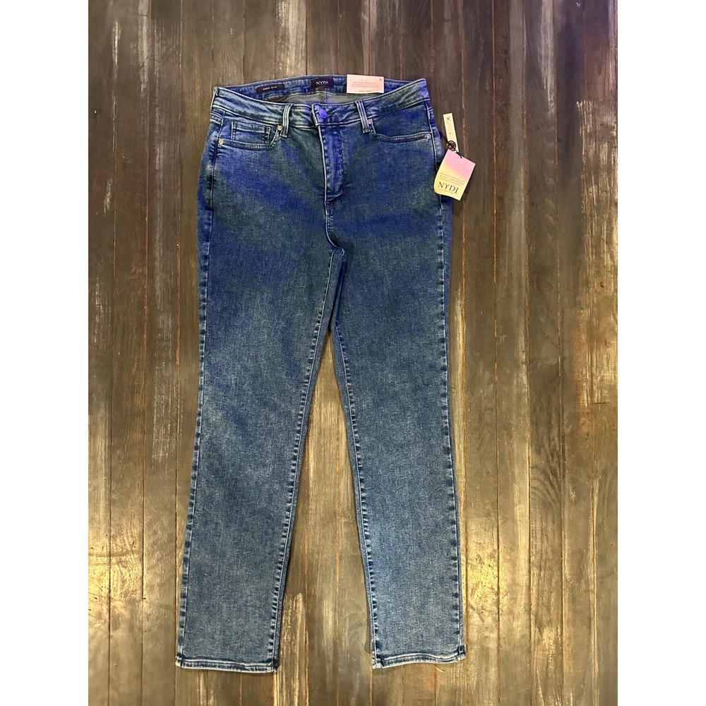 NYDJ Sheri Slim Straight Jeans Venice Blue High Rise Denim MPRISS8812 Womens 8